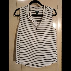 Black and White Striped Sleeveless J. Crew Top